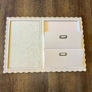 Boho Shabby Chic Light Pink Detailed Engraved Wood PinBoard and Mail Holder